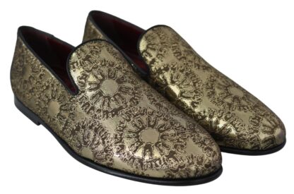 Dolce & Gabbana - Gold Bordeaux Loafers Slides Dress Shoes