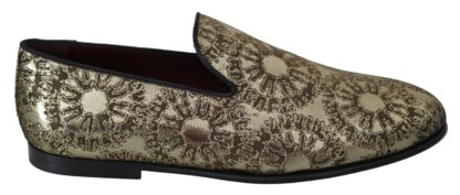 Dolce & Gabbana - Gold Bordeaux Loafers Slides Dress Shoes