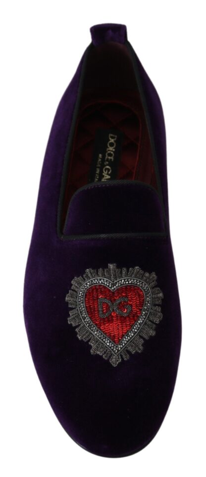 Dolce & Gabbana - Enchanted Heart Embroidered Velvet Loafers