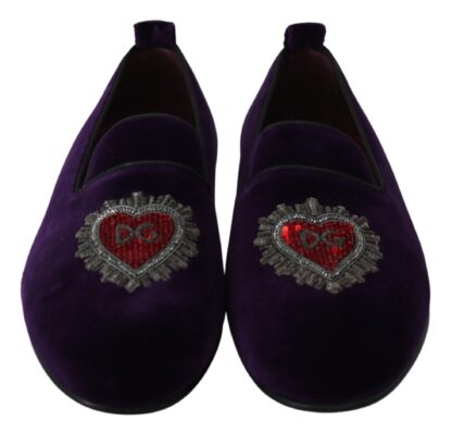 Dolce & Gabbana - Enchanted Heart Embroidered Velvet Loafers