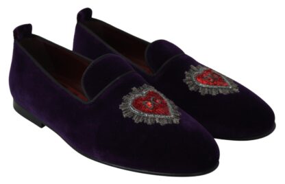 Dolce & Gabbana - Enchanted Heart Embroidered Velvet Loafers