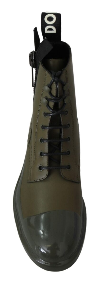 Dolce & Gabbana - Chic Military Green Leather Ankle Boots