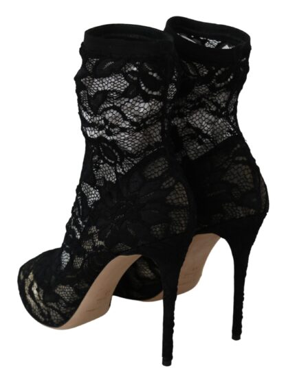 Dolce & Gabbana - Elegant Black Lace Stiletto Ankle Boots