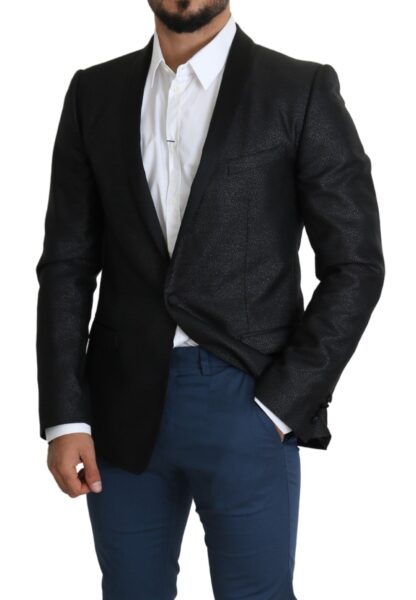 Dolce & Gabbana - Elegant Black Jacquard Slim Fit Blazer