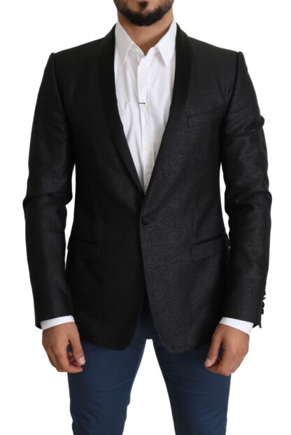 Dolce & Gabbana - Elegant Black Jacquard Slim Fit Blazer