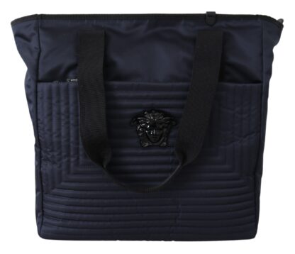 Versace - Elegant Blue Nylon Tote Bag