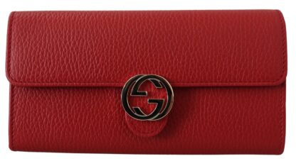 Gucci - Elegant Red Leather Wallet with Iconic Interlock