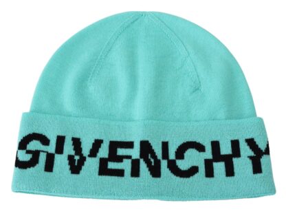 Givenchy - Aquamarine Green Wool Beanie with Signature Logo