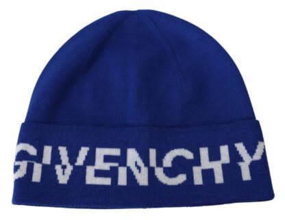 Givenchy - Chic Unisex Cobalt Wool Beanie with Logo Detail