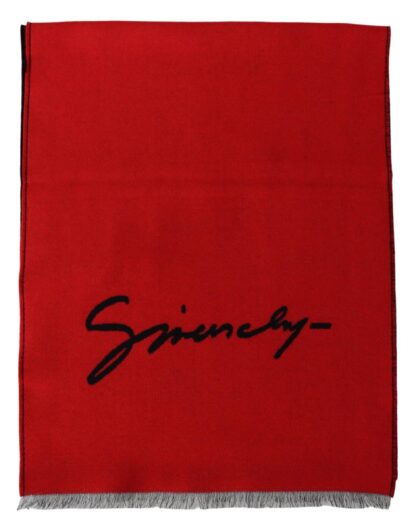 Givenchy - Elegant Red Wool Blend Unisex Scarf