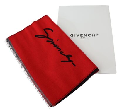 Givenchy - Elegant Red Wool Blend Unisex Scarf