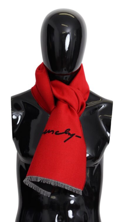 Givenchy - Elegant Red Wool Blend Unisex Scarf