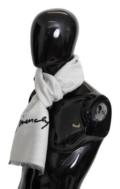 Givenchy - Elegant Monochrome Wool-Silk Blend Scarf