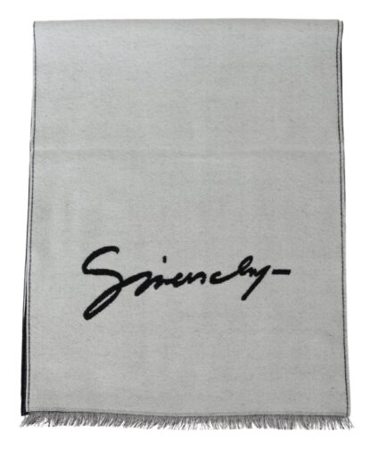 Givenchy - Elegant Monochrome Wool-Silk Blend Scarf