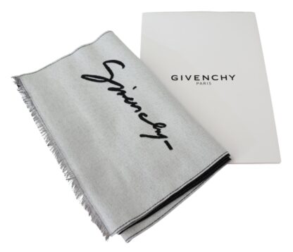 Givenchy - Elegant Monochrome Wool-Silk Blend Scarf