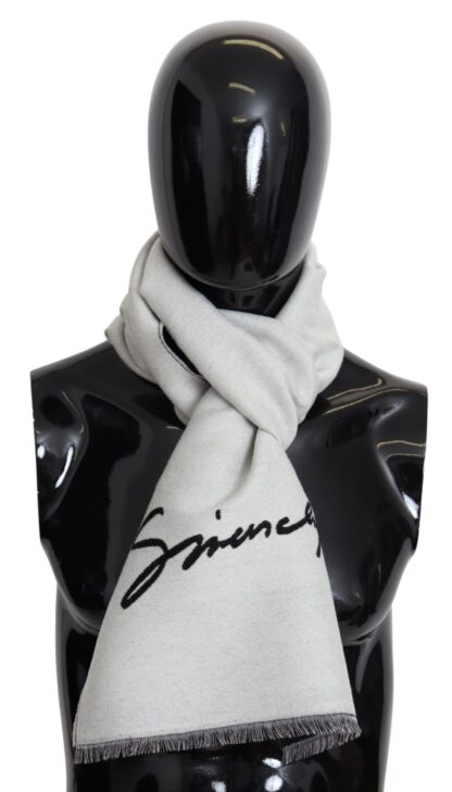 Givenchy - Elegant Monochrome Wool-Silk Blend Scarf