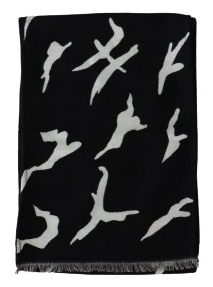 Givenchy - Elegant Unisex Wool-Silk Scarf in Black & White