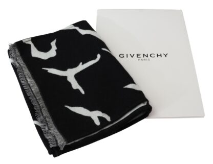 Givenchy - Elegant Unisex Wool-Silk Scarf in Black & White