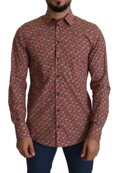 Dolce & Gabbana - Elegant Red Martini Fit Cotton Shirt