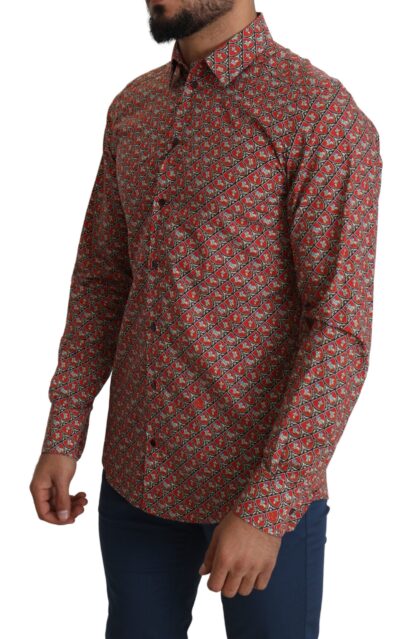 Dolce & Gabbana - Elegant Red Martini Fit Cotton Shirt