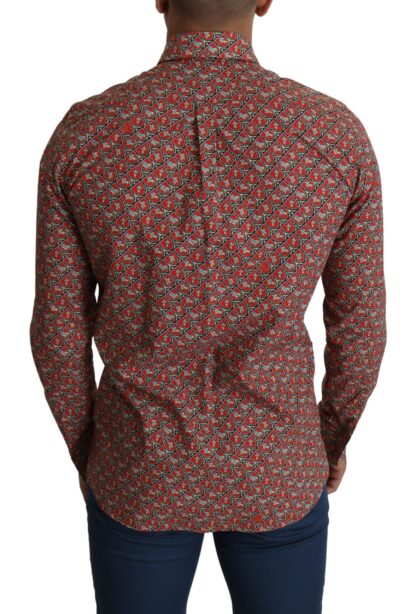 Dolce & Gabbana - Elegant Red Martini Fit Cotton Shirt