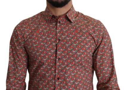 Dolce & Gabbana - Elegant Red Martini Fit Cotton Shirt