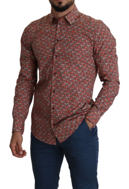 Dolce & Gabbana - Elegant Red Martini Fit Cotton Shirt