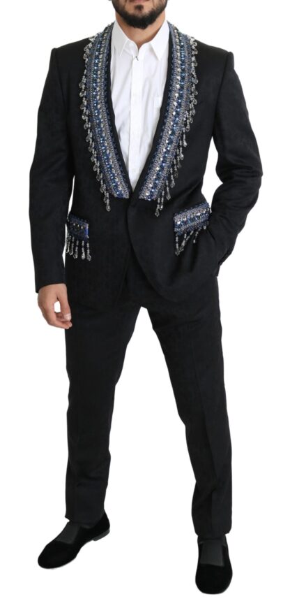 Dolce & Gabbana - Elegant Black Brocade Two-Piece Wool Suit