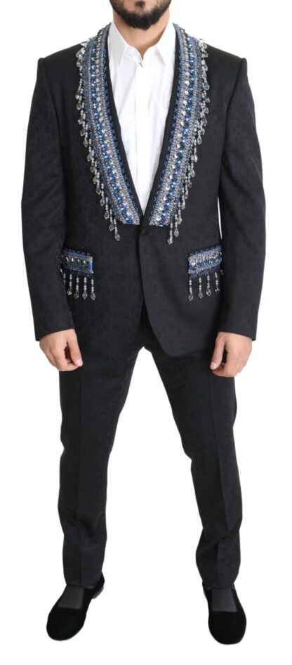 Dolce & Gabbana - Elegant Black Brocade Two-Piece Wool Suit