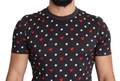 Dolce & Gabbana - Chic Gray Cotton T-Shirt with Heart Prints