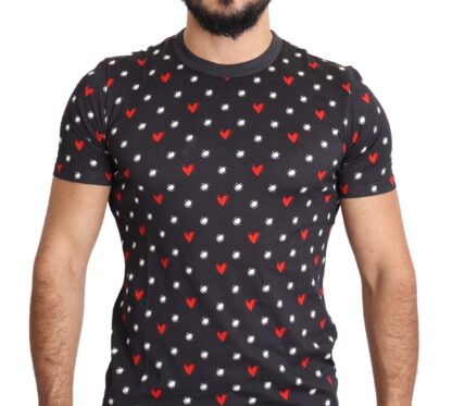 Dolce & Gabbana - Chic Gray Cotton T-Shirt with Heart Prints