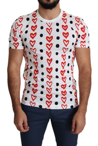 Dolce & Gabbana - Chic White Cotton Tee with Heart Print