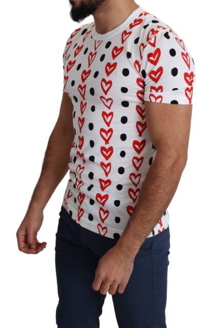 Dolce & Gabbana - Chic White Cotton Tee with Heart Print