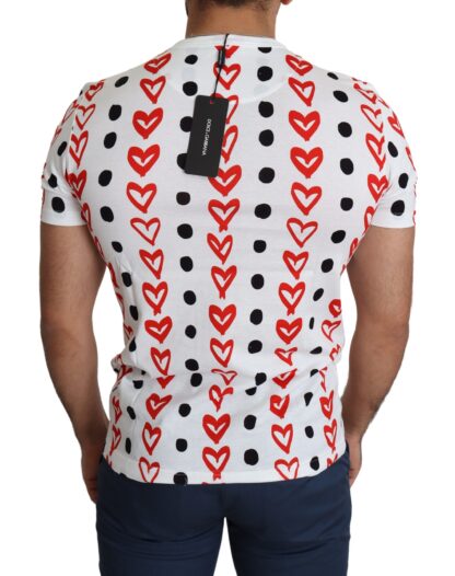 Dolce & Gabbana - Chic White Cotton Tee with Heart Print