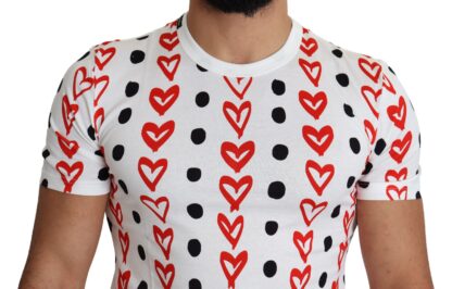 Dolce & Gabbana - Chic White Cotton Tee with Heart Print