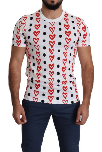 Dolce & Gabbana - Chic White Cotton Tee with Heart Print