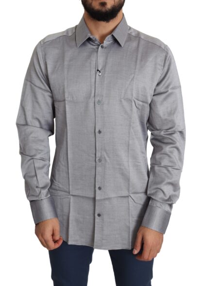 Dolce & Gabbana - Elegant Gray Slim Fit Cotton Dress Shirt