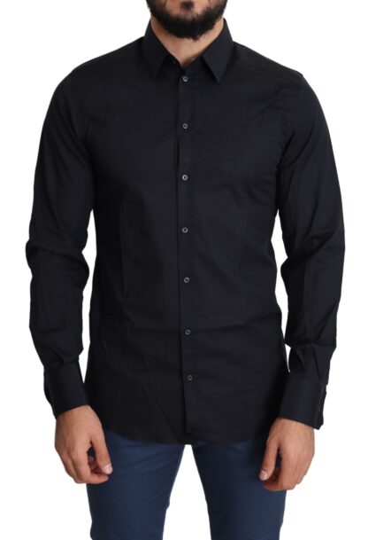 Dolce & Gabbana - Sleek Black Slim Fit Cotton Stretch Dress Shirt