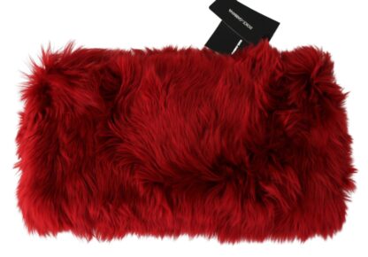 Dolce & Gabbana - Elegant Red Alpaca Fur Neck Wrap Scarf