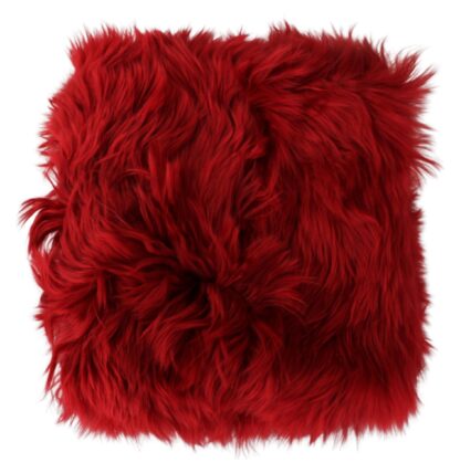 Dolce & Gabbana - Elegant Red Alpaca Fur Neck Wrap Scarf