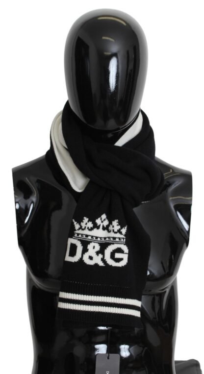 Dolce & Gabbana - Chic Two-Tone Cashmere Scarf with Crown Motif