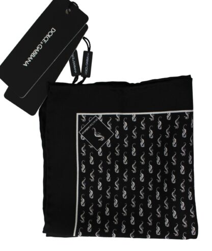 Dolce & Gabbana - Elegant Black Silk Seahorse Scarf