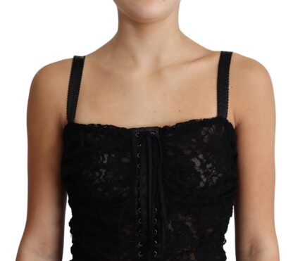 Dolce & Gabbana - Elegant Black Lace Bustier Mini Dress