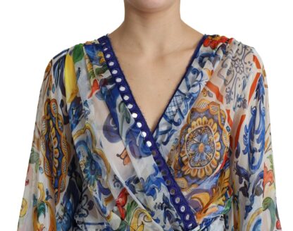 Dolce & Gabbana - Majolica Print Silk Wrap Midi Dress