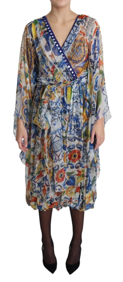 Dolce & Gabbana - Majolica Print Silk Wrap Midi Dress