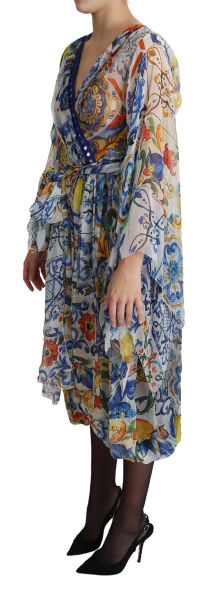 Dolce & Gabbana - Majolica Print Silk Wrap Midi Dress