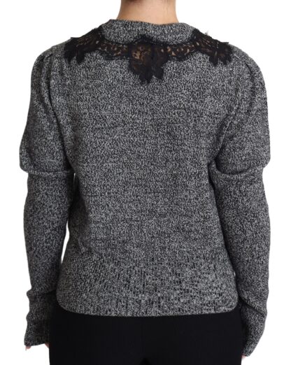 Dolce & Gabbana - Elegant Grey Cashmere Lace-Trim Sweater