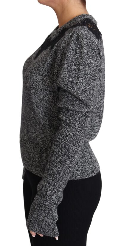 Dolce & Gabbana - Elegant Grey Cashmere Lace-Trim Sweater