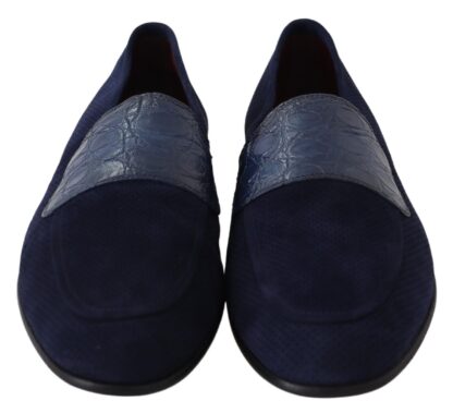 Dolce & Gabbana - Elegant Blue Suede Leather Loafers