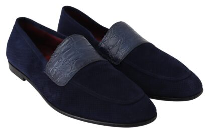 Dolce & Gabbana - Elegant Blue Suede Leather Loafers